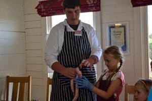Making sausages with our butcher